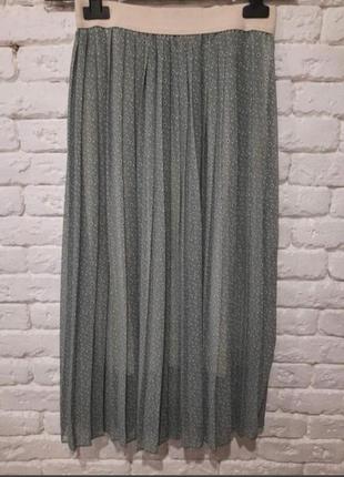 Легкая мятная юбка в горошек италия3 фото
