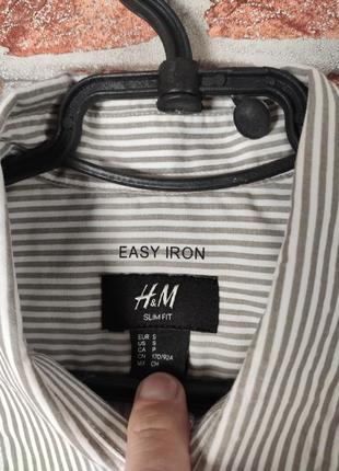 Рубашка в полоску h&m easy iron slim fit4 фото
