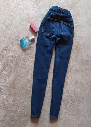 Качественные плотные стрейчевые сине серые джинсы скинни высокая талия4 фото