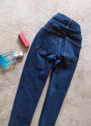 Якісні щільні стрейчеві синьо сірі джинси скінні висока талія7 фото