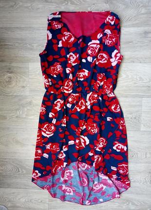 Платье с запахом в розах каскадное2 фото