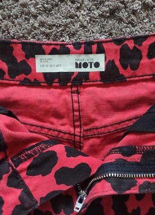 Леопардовая красная джинсовая мини юбка topshop3 фото