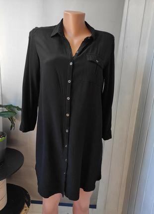 Черная рубашка удлиненная с длинным рукавом туника topshop1 фото