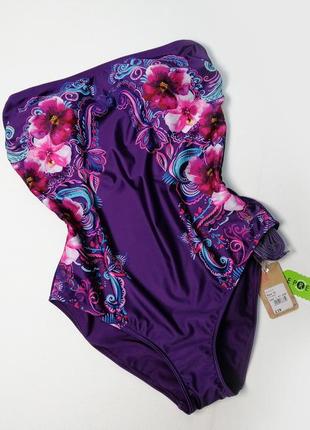Пурпурний злитий спільний купальник з квітковим принтом beni2 фото