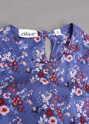 Новое легкое платье alive на девочку синее в цветочек4 фото