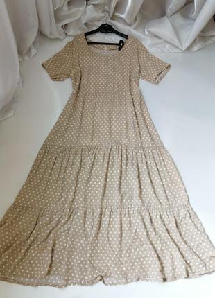 Сукня в підлогу хб у горошок волан тканина 100% натуральна штапель розміри 50-52 і 54-56 на бирці, а3 фото