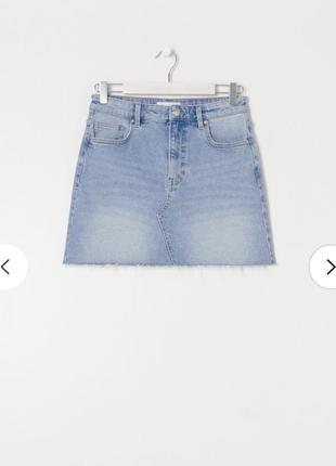 Джинсовая юбка в светлом джинсе4 фото