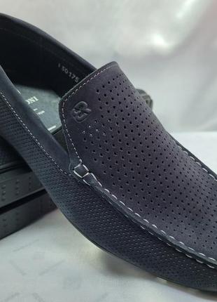 Летние ортопедические мокасины нубуковые синие bertoni 40-45р.