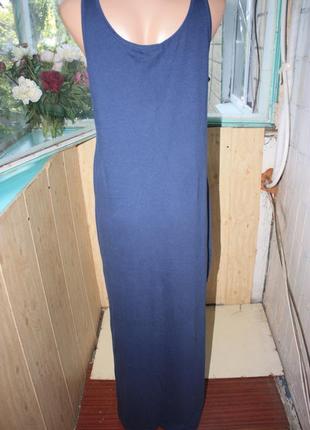Базове бавовняне синє довге плаття сарафан4 фото