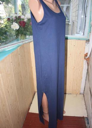 Базове бавовняне синє довге плаття сарафан2 фото