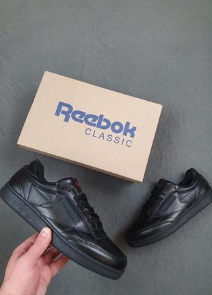 Чорні кросівки чоловічі reebok club black весна літо осінь. кроси для чоловіків рібок клаб в чорному