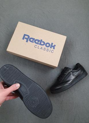 Черные кроссовки мужские reebok club black весна лето осень. кроссы для мужчин рибок клаб в черном2 фото