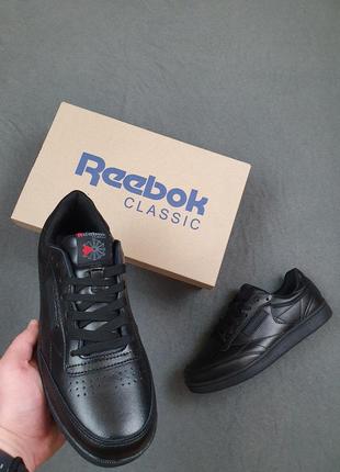 Черные кроссовки мужские reebok club black весна лето осень. кроссы для мужчин рибок клаб в черном4 фото