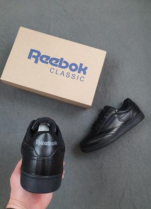 Черные кроссовки мужские reebok club black весна лето осень. кроссы для мужчин рибок клаб в черном9 фото