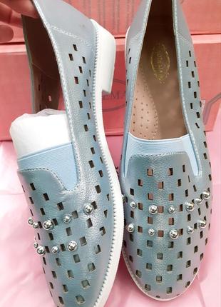Туфли голубые женские летние эко кожаные1 фото