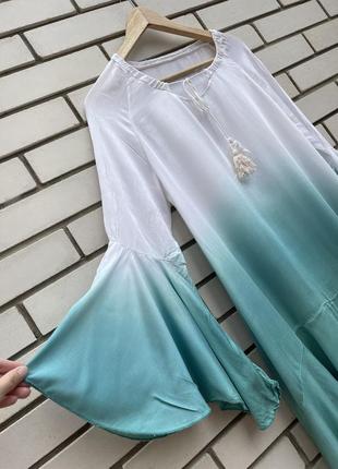 Блуза с воланами,рюшами по низу,рукавах,туника-амбре,платье вискоза италия5 фото