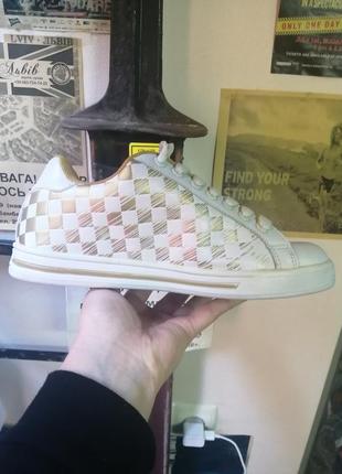 Кросівки wishot checkerboard white/gold дутий язик knu skool platform stac об‘ємний язичок