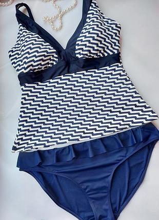 Брендовый стильный купальник полосатый танкини в полоску bonmarche uk14