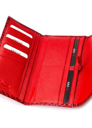 Жіночий гаманець karya 1142-019 шкіряний червоний "під рептилію"7 фото