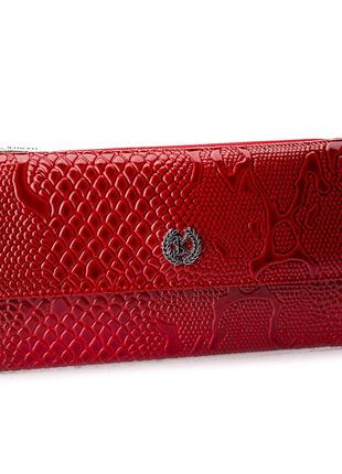 Жіночий гаманець karya 1142-019 шкіряний червоний "під рептилію"