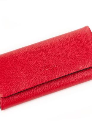 Великий жіночий гаманець karya 1159-46 червоний з натуральної шкіри