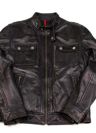 Короткая кожаная куртка мужская david moore pitney черный8 фото