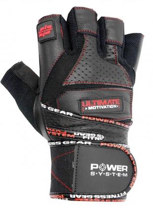 Перчатки для фитнеса и тяжелой атлетики power system ultimate motivation ps-2810 black red line m