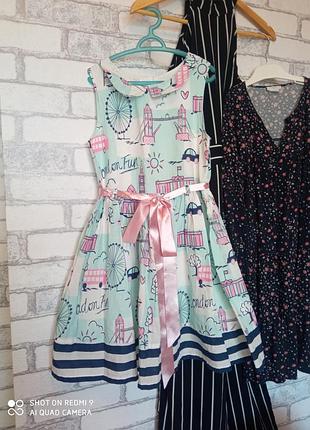 Ошатне пишна сукня в ніжних відтінках, в стилі лондона, з бантом, george, 8-9 років, 128-134см