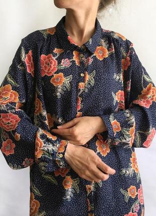 Шифонова блуза рубашка в квітах, блузка