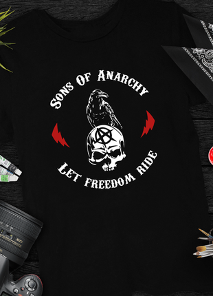 Футболка з розписом акрилом sons of anarchy, розміри s/m/l/xl