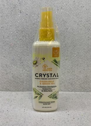Crystal body deodorant, мінеральний дезодорант-спрей з ромашкою і зеленим чаєм, 118 мл
