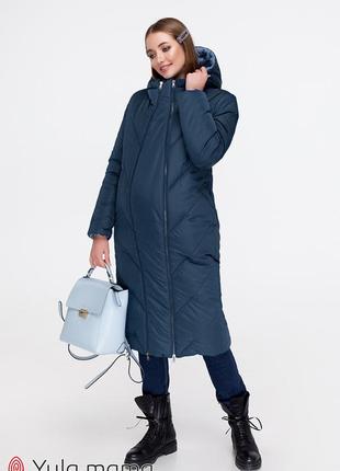 Зимове пальто для вагітних tokyo ow-49.023 синє з блакитним