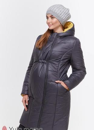 Зимняя куртка для беременных mariet ow-49.041, графит с горчицей4 фото