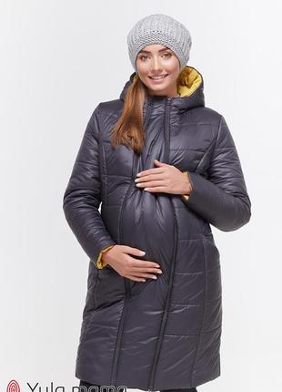 Зимова куртка для вагітних mariet ow-49.041, графіт з гірчицею