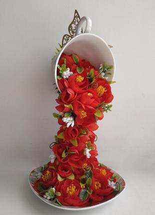Паряща чашка сувенір подарунок подарок статуетка статуэтка сувенир цветы квіти3 фото