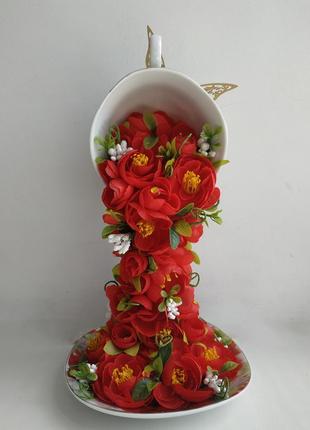Паряща чашка сувенір подарунок подарок статуетка статуэтка сувенир цветы квіти