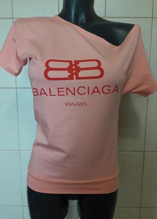 Красивая стрейчевая абрикосовая секси-футболка на одно плечо pink daisy,one size(на s,m,l)