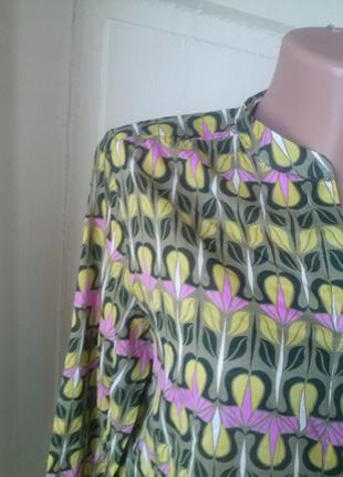 Натуральная органическая рубашка блуза абстракция принт кэжуал2 фото