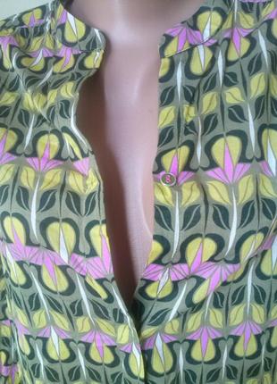 Натуральная органическая рубашка блуза абстракция принт кэжуал3 фото