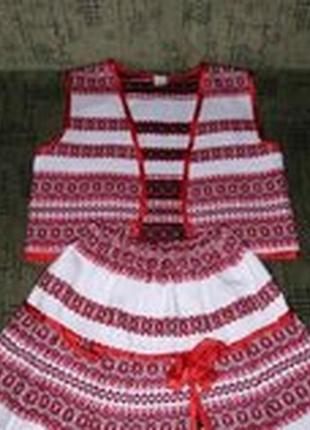 Гарний костюм в українському стилі для дівчинки жилет спідниця юбка3 фото