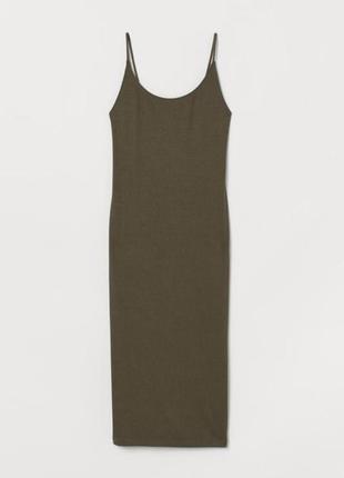 Трикотажное платье в рубчик на тонких бретелях h&m