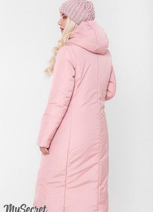 Стильное зимнее двухстороннее пальто для беременных tokyo ow-48.063, оливковый с пудрой8 фото