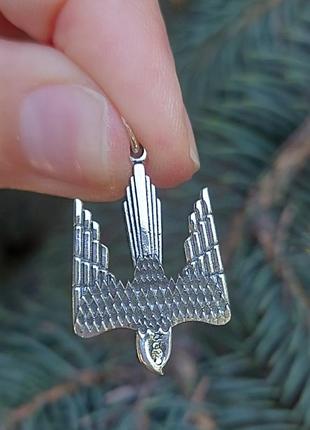 Срібний герб тризуб сокіл, срібний герб сокіл з камінчиком, 925