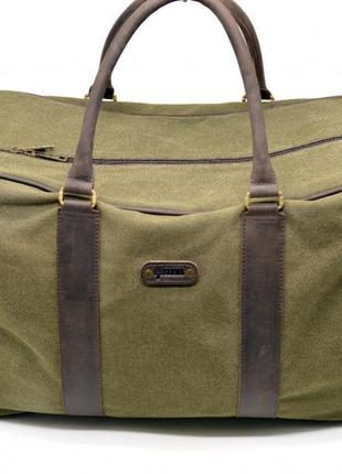 Дорожня сумка з тканини канвас з елементами натуральної шкіри rh-6827-4lx бренду tarwa2 фото