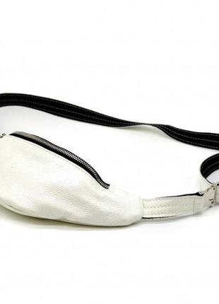 Женская белая маленькая напоясная сумка из натуральной кожи g1-3004-4lx tarwa