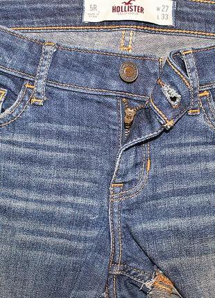 Джинсовые короткие шорты с потертостями hollister оригинал 5r w27 l333 фото