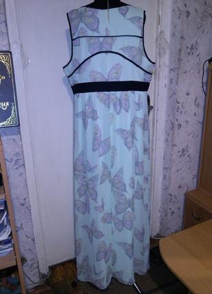 Романтичное,нежное,длинное-в пол, мятное платье-сарафан в бабочки,большого размера,dorothy perkins2 фото