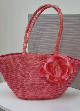 Сумка соломенная с длинными ручками