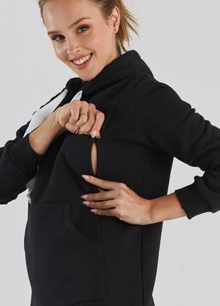 Платье худи для беременных и кормящих 2195 1435 черное2 фото
