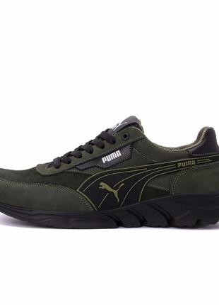 Мужские кожаные кроссовки puma wild anzarun green5 фото